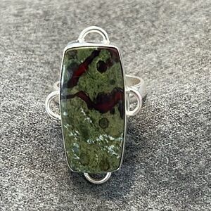 Sterling Dragons Blood Stone Ring-size 7.5
